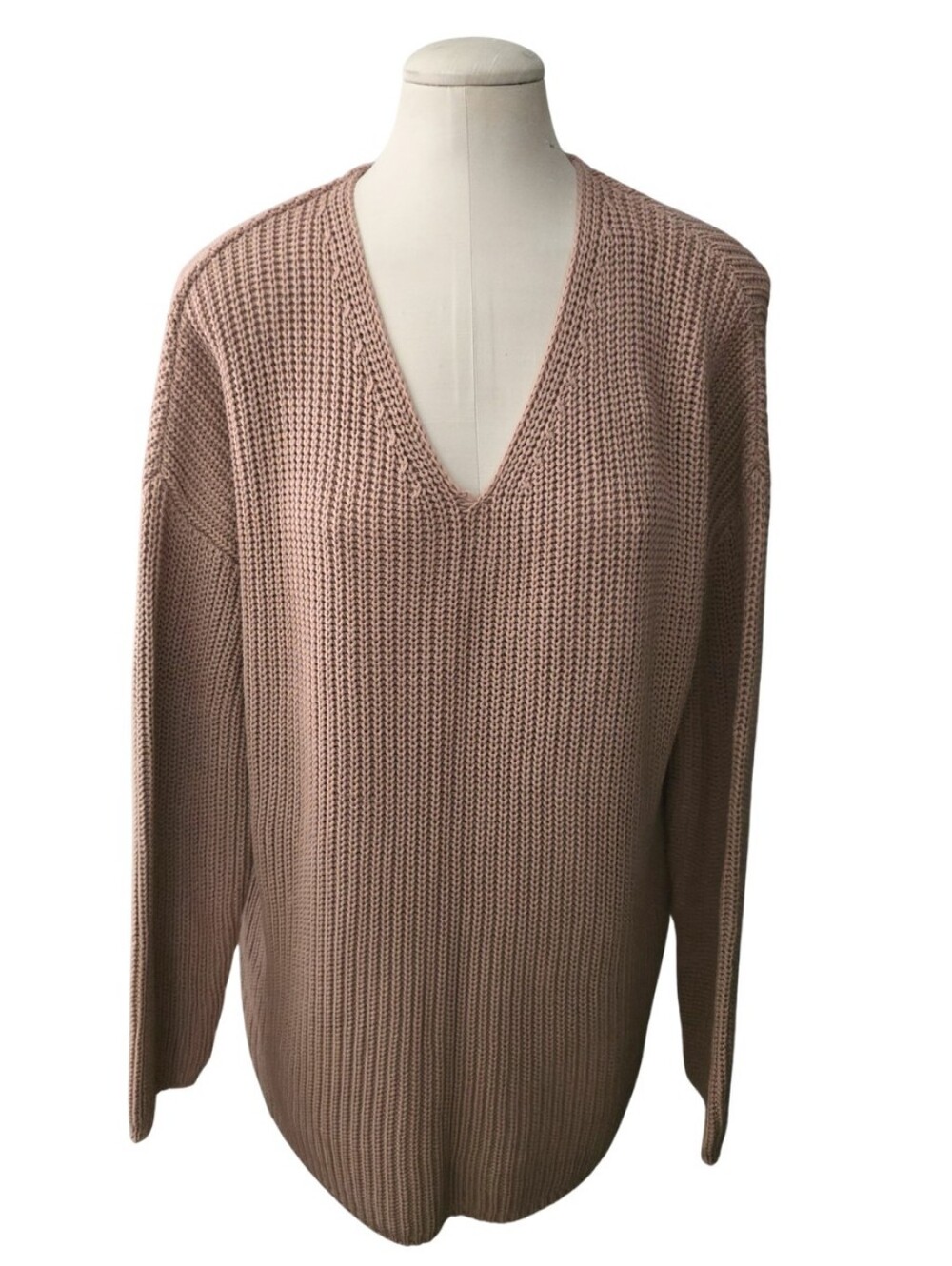 NWT Jenni Kayne Cotton Cabin Sweater Rose Pink V-Neck Chunky Knit Large - Picture 4 of 7